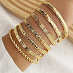 7 Pcs/Set Gold Open Bangle Bracelet Set