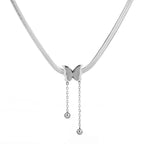 Frosted Butterfly Stainless Steel Choker