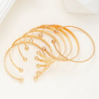 7 Pcs/Set Gold Open Bangle Bracelet Set