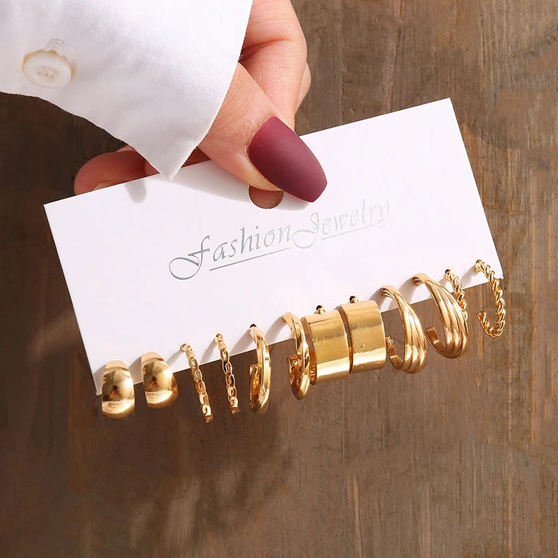 Gold Pearl Geometric Dangle Earrings
