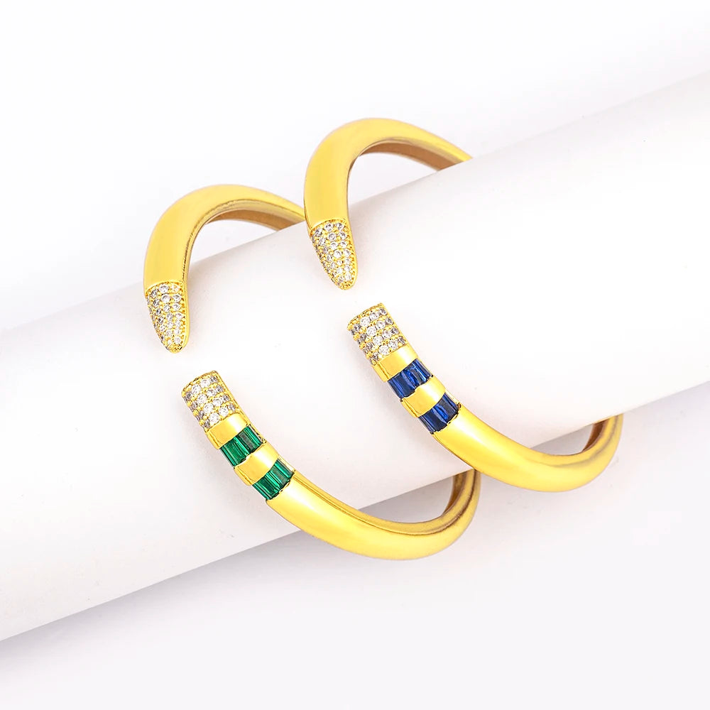 AIBEF Minimalist 7-Color Rhinestone Adjustable Open CZ Bangle