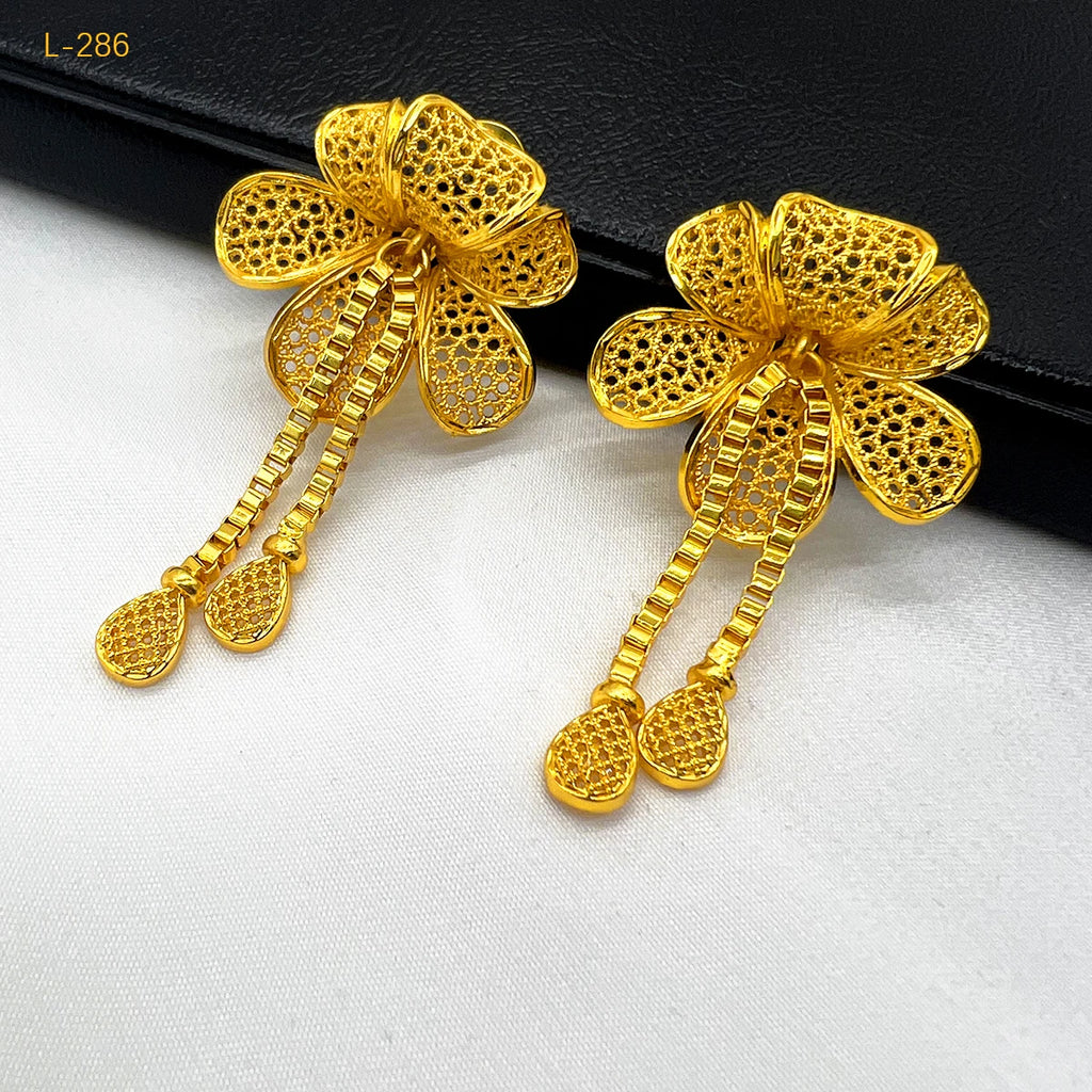 African Flower Necklace Earrings Jewelry Set For Women 24K Gold Plated Dubai Indian Nigeria Bridal Wedding Party Gift Jewellery
