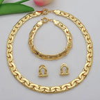 Brazilian 18K Gold Plated Jewelry Set Africa High Quality Gold Color Necklace Bracelet Earrings Suitable For Daily Wear Banquet