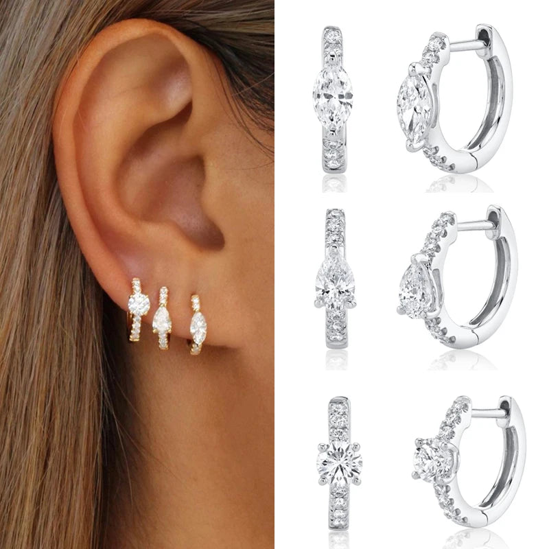 Boucles d'oreilles mini créoles ChooseMe de luxe en or et argent remplies d'opale et de zircon