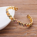 ChooseMe Punk Copper Zircon Crystal Open Cuff Bangle