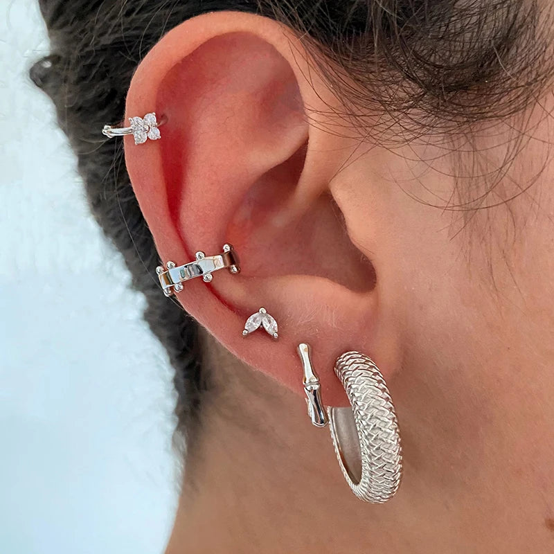 Boucles d'oreilles mini créoles ChooseMe de luxe en or et argent remplies d'opale et de zircon