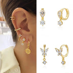 Boucles d'oreilles mini créoles ChooseMe de luxe en or et argent remplies d'opale et de zircon
