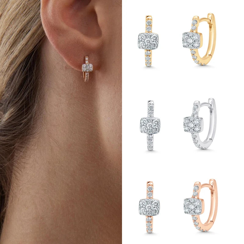 Boucles d'oreilles mini créoles ChooseMe de luxe en or et argent remplies d'opale et de zircon