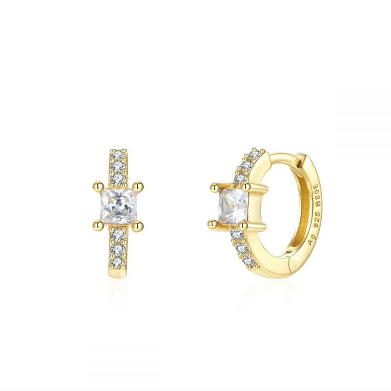 Boucles d'oreilles mini créoles ChooseMe de luxe en or et argent remplies d'opale et de zircon