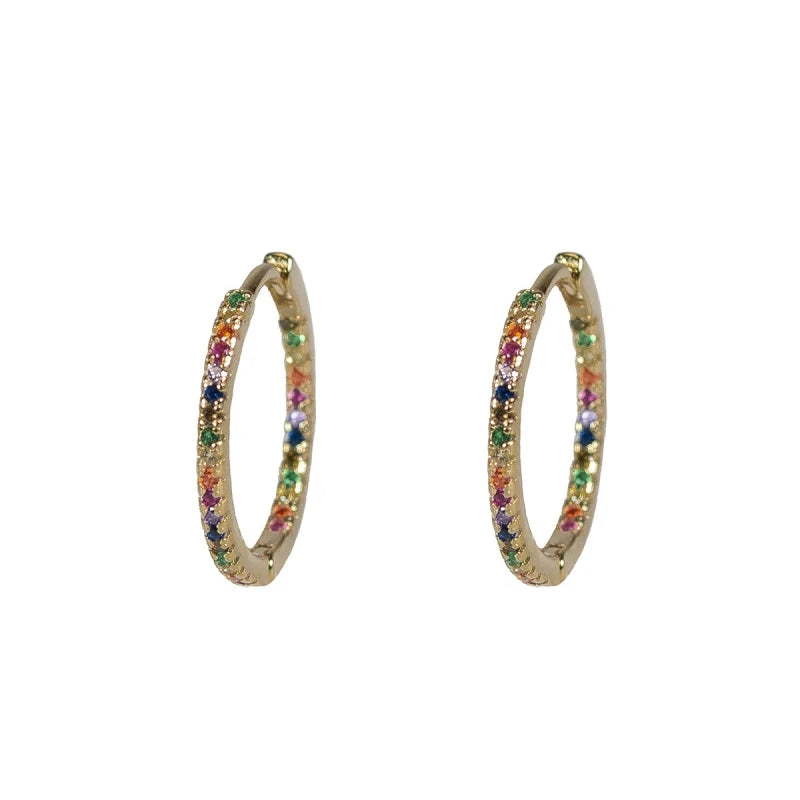 ChooseMe Luxury Gold & Silver Filled Opal Zircon Mini Hoop Earrings