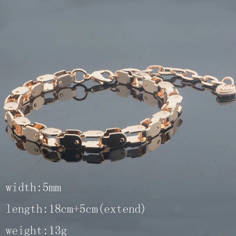 New Women Girls 585 Rose Gold Color Carving Wide Bracelets Toggle Lock Hot Jewelry(No Box)