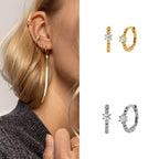 Boucles d'oreilles mini créoles ChooseMe de luxe en or et argent remplies d'opale et de zircon