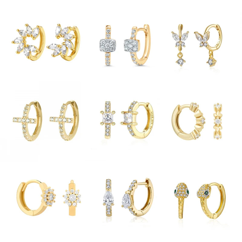 Boucles d'oreilles mini créoles ChooseMe de luxe en or et argent remplies d'opale et de zircon