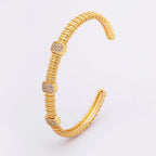 ChooseMe Punk Copper Zircon Crystal Open Cuff Bangle