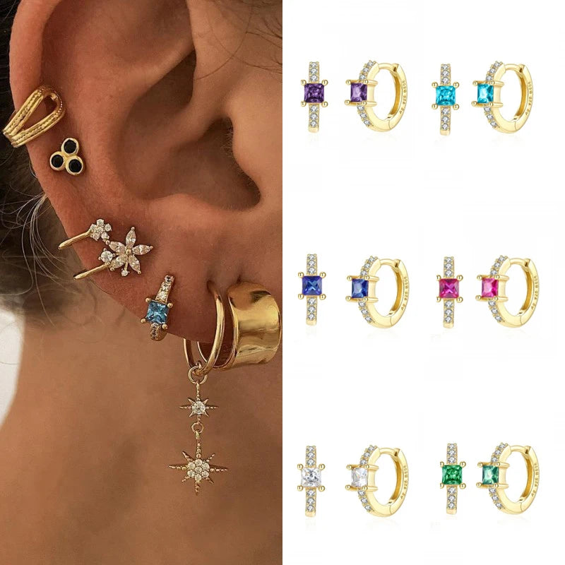 Boucles d'oreilles mini créoles ChooseMe de luxe en or et argent remplies d'opale et de zircon