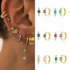 Boucles d'oreilles mini créoles ChooseMe de luxe en or et argent remplies d'opale et de zircon