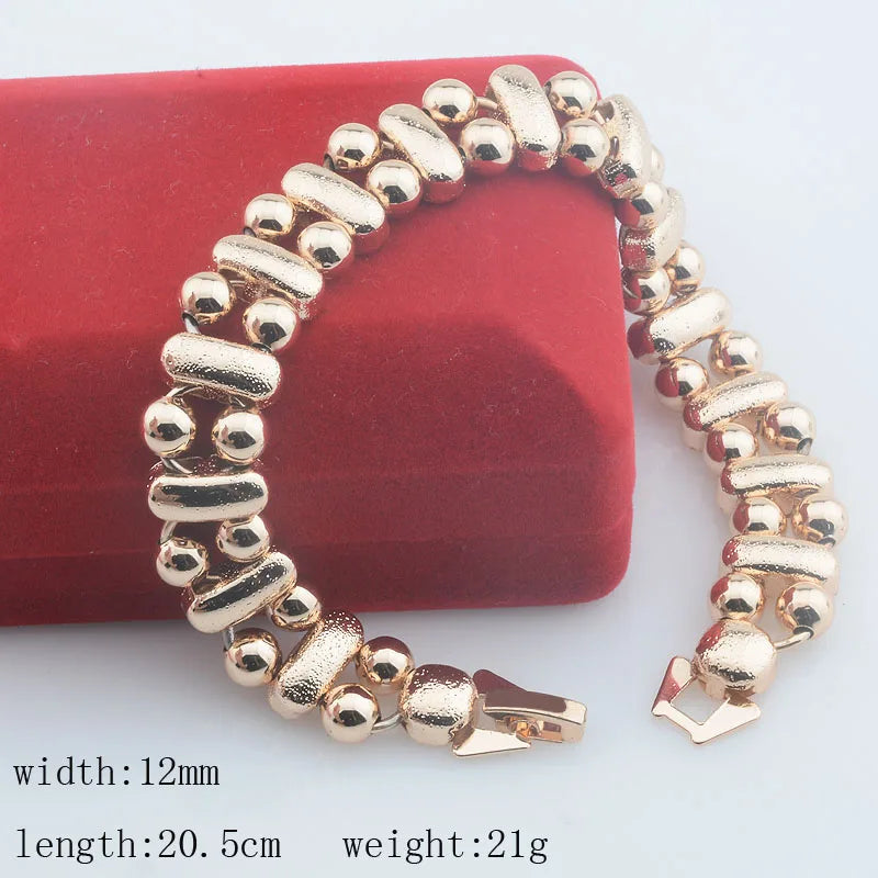 New Women Girls 585 Rose Gold Color Carving Wide Bracelets Toggle Lock Hot Jewelry(No Box)