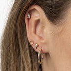 Boucles d'oreilles mini créoles ChooseMe de luxe en or et argent remplies d'opale et de zircon