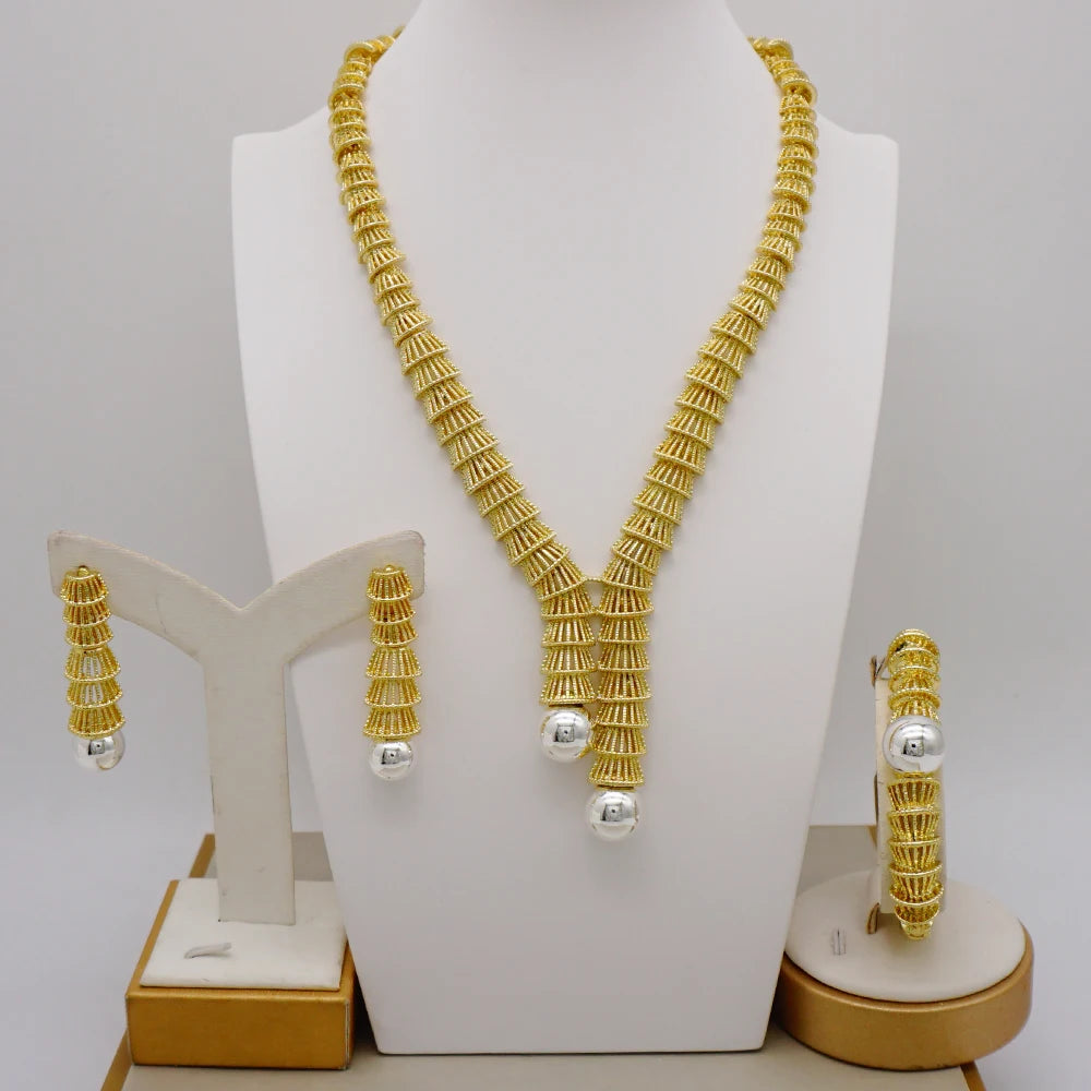 Brazilian Gold Flower Dubai Jewelry Set