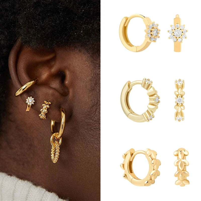 Boucles d'oreilles mini créoles ChooseMe de luxe en or et argent remplies d'opale et de zircon