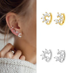 Boucles d'oreilles mini créoles ChooseMe de luxe en or et argent remplies d'opale et de zircon