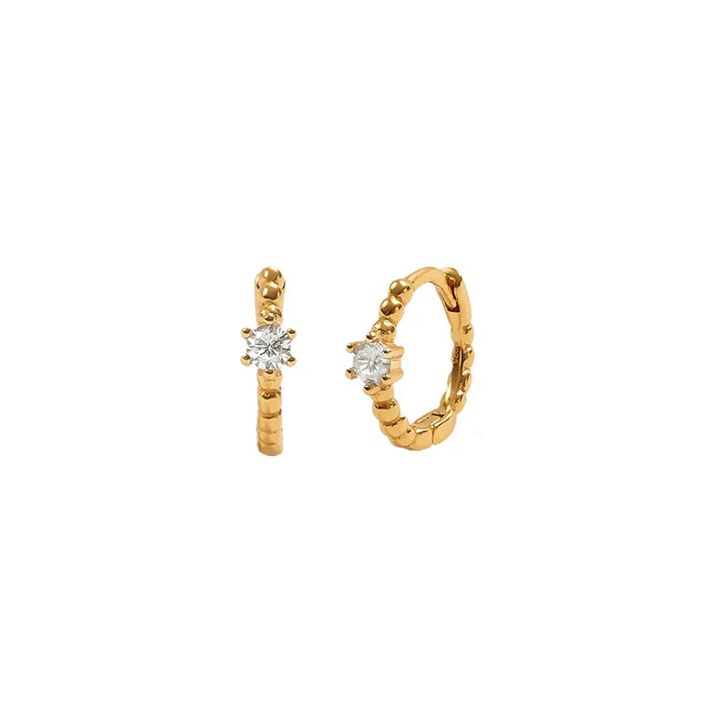 ChooseMe Luxury Gold & Silver Filled Opal Zircon Mini Hoop Earrings