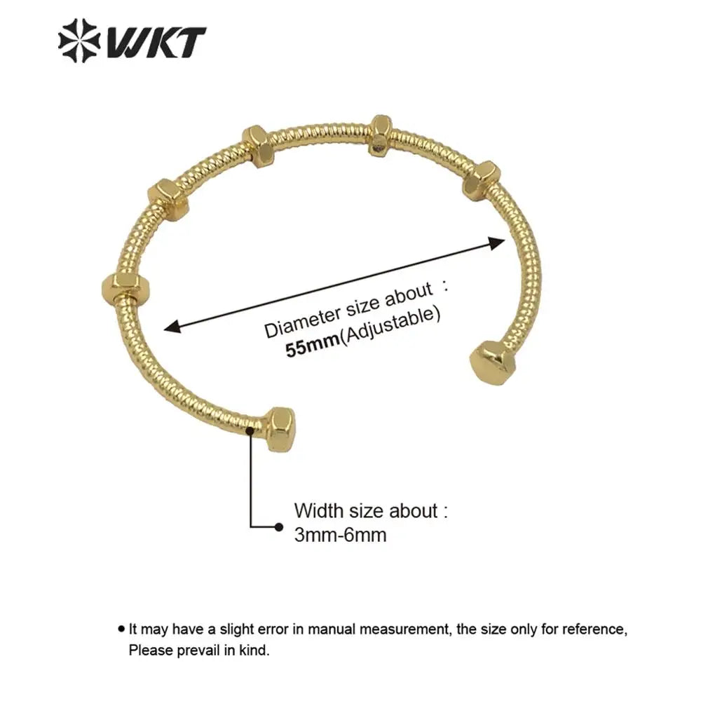 WT-B561 Special Design Cuff Bangle Screw Shape Punk Style Brass 18k Gold Eletroplated Cool Fashion For Girls