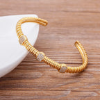ChooseMe Punk Copper Zircon Crystal Open Cuff Bangle