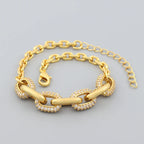 Femme Micro Pave Rhinestones Copper Gold Plated Chunky Chain Bracelet Fashion Jewelry For Women Punk Birthday Party Gift