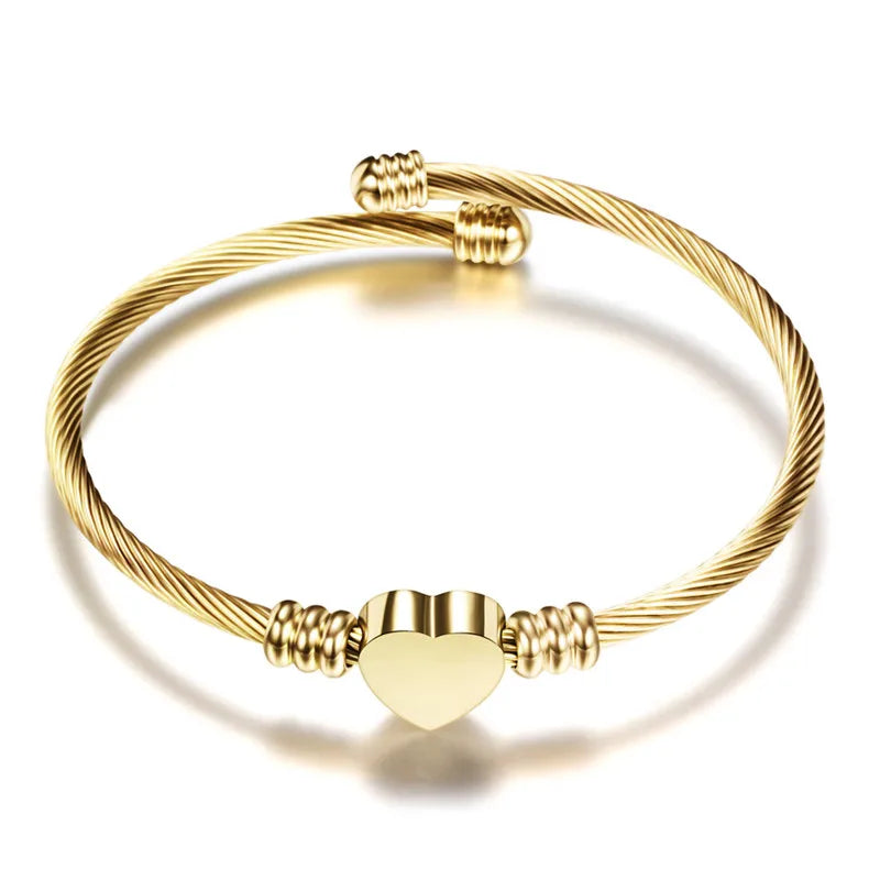 Saint Benedict Medal Cuff Charm Bangles Bracelets Gold/Silver Color Stainless Steel Wire Pulseira Bangle Jewelry for Women