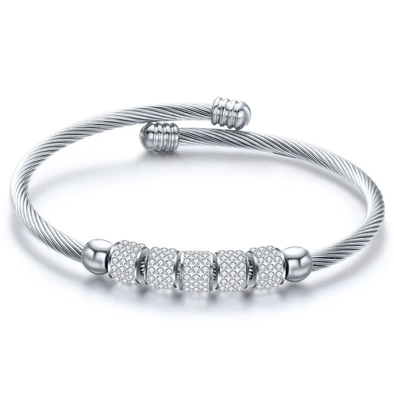 Saint Benedict Medal Cuff Charm Bangles Bracelets Gold/Silver Color Stainless Steel Wire Pulseira Bangle Jewelry for Women