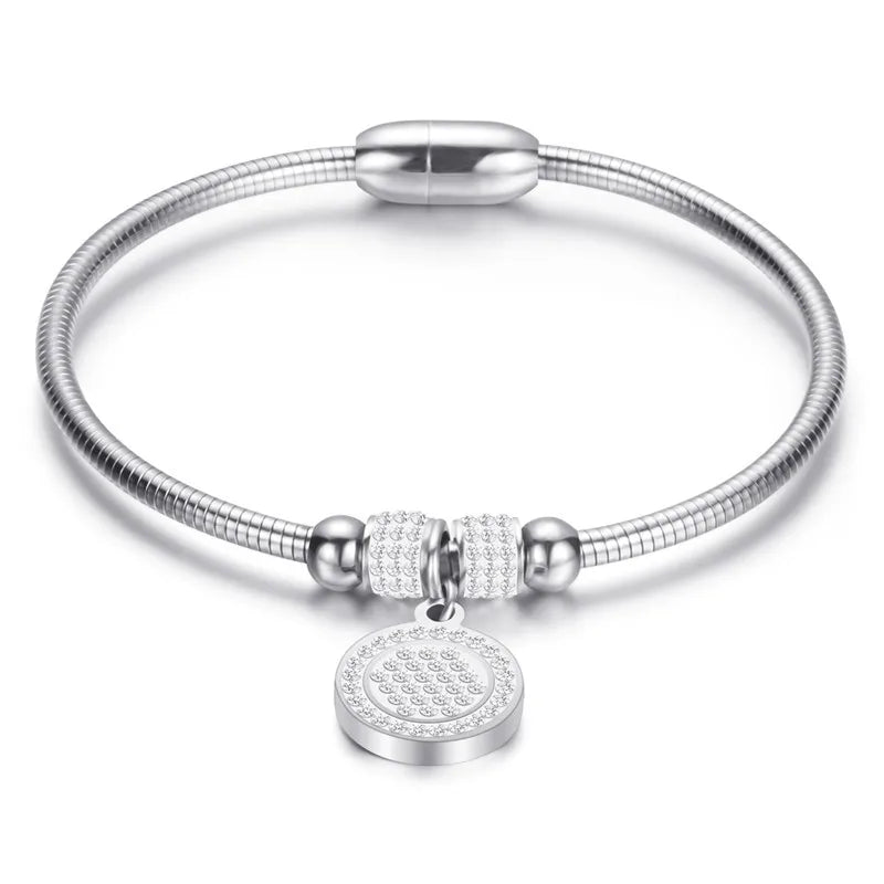 Saint Benedict Medal Cuff Charm Bangles Bracelets Gold/Silver Color Stainless Steel Wire Pulseira Bangle Jewelry for Women