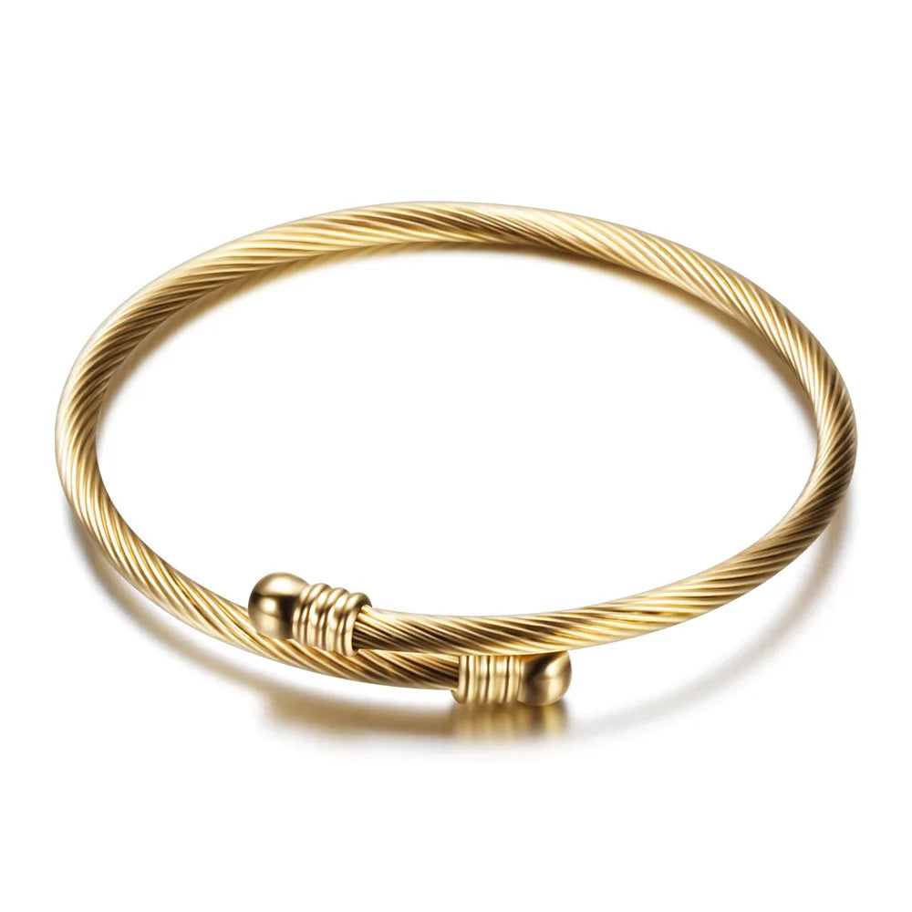 Saint Benedict Medal Cuff Charm Bangles Bracelets Gold/Silver Color Stainless Steel Wire Pulseira Bangle Jewelry for Women