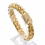 ChooseMe Bracelet gourmette en acier inoxydable avec cristaux Miami