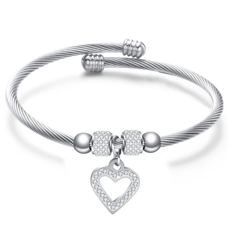 Saint Benedict Medal Cuff Charm Bangles Bracelets Gold/Silver Color Stainless Steel Wire Pulseira Bangle Jewelry for Women