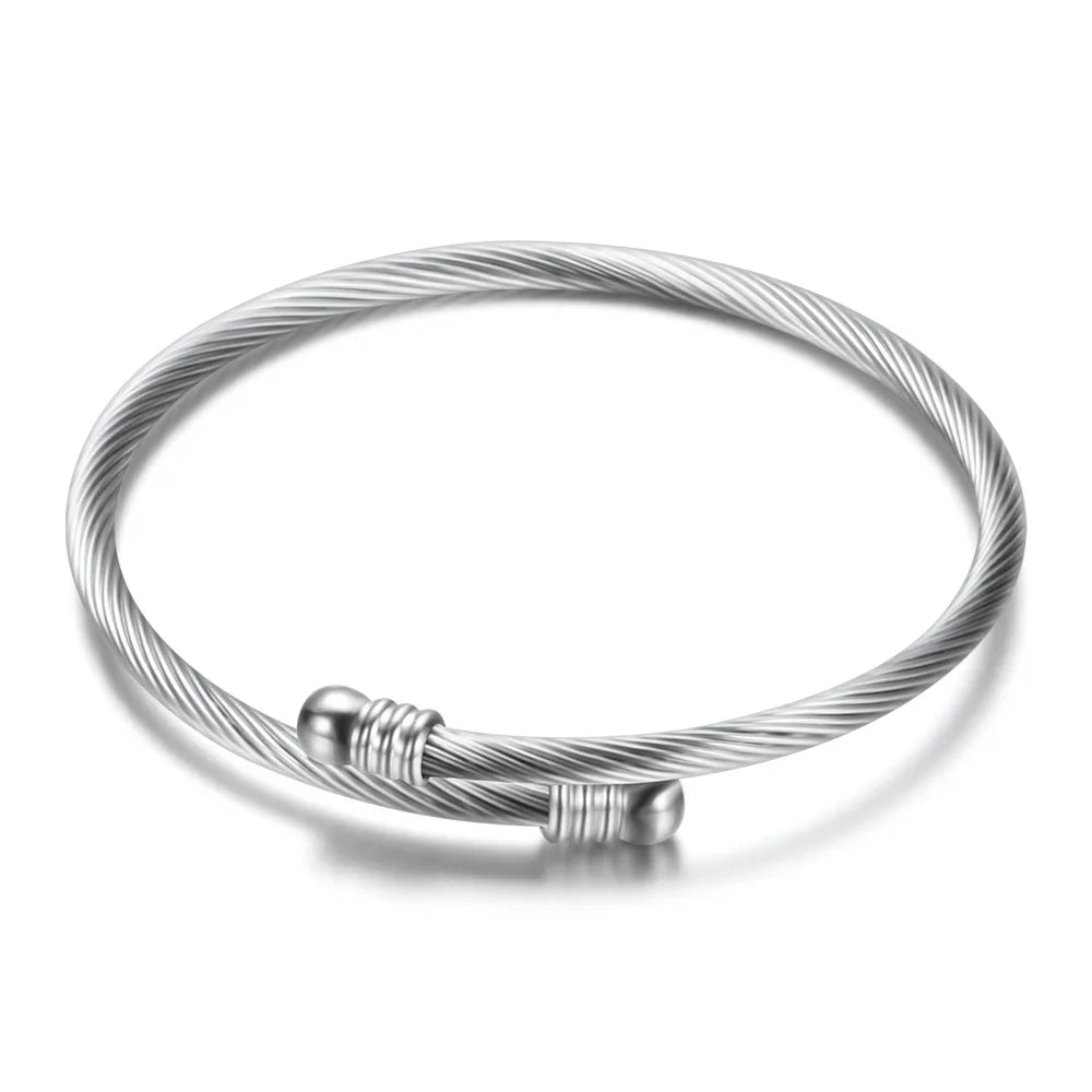 Saint Benedict Medal Cuff Charm Bangles Bracelets Gold/Silver Color Stainless Steel Wire Pulseira Bangle Jewelry for Women