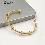WT-B561 Special Design Cuff Bangle Screw Shape Punk Style Brass 18k Gold Eletroplated Cool Fashion For Girls