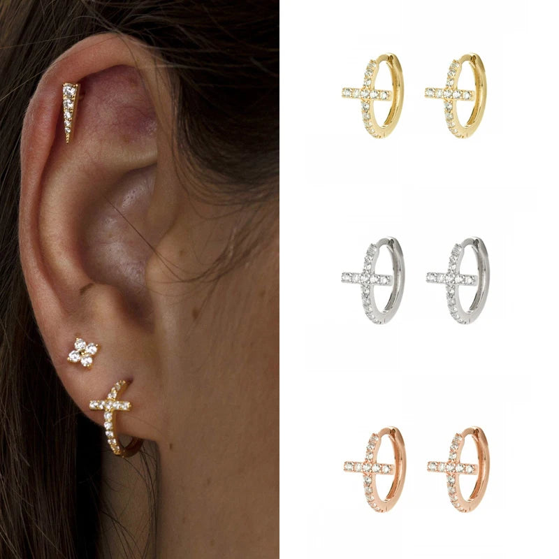 Boucles d'oreilles mini créoles ChooseMe de luxe en or et argent remplies d'opale et de zircon