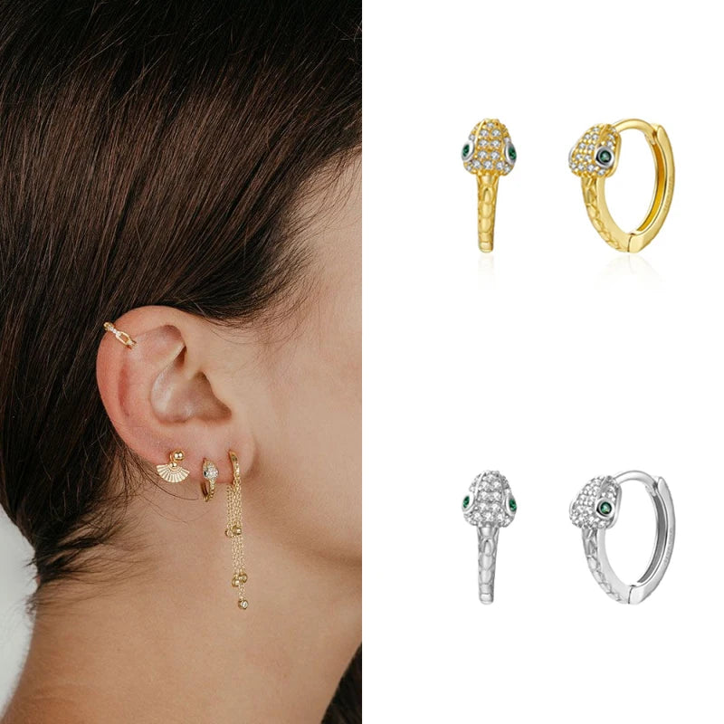 Boucles d'oreilles mini créoles ChooseMe de luxe en or et argent remplies d'opale et de zircon