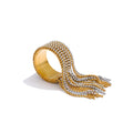 Bague de doigt réglable en acier inoxydable Yhpup avec chaîne et pompon, plaqué or 18 carats PVD, breloque de haute qualité, bijoux dorés élégants