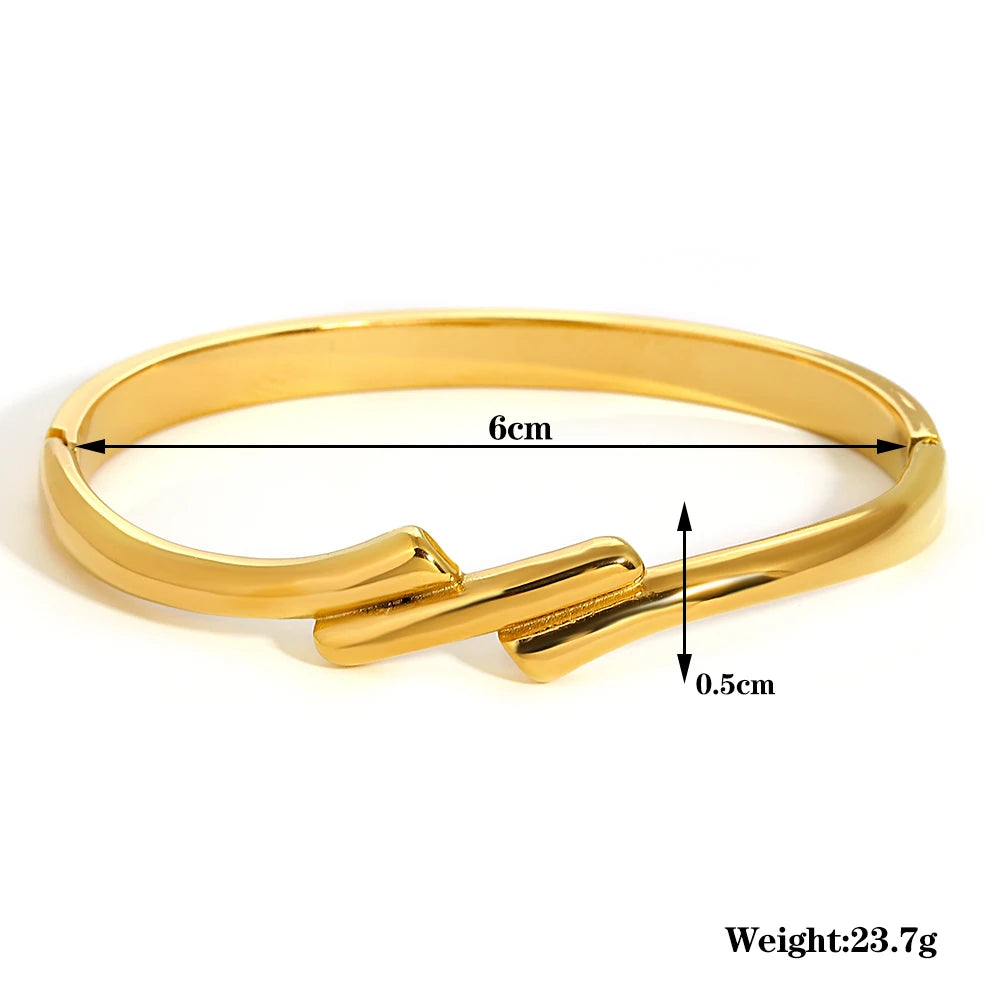 Trendy Gold-Plated 316L Stainless Steel Cubic Zirconia Bangle