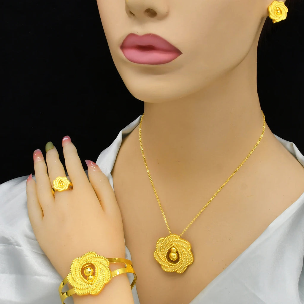 ANIID Nigeria Butterfly Cystal Jewelry Sets For Lady Wedding Ethiopian 24K Gold Color Necklace And Earing Jewellery Dubai Gift