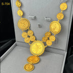 Dubai Gold Color Coin Necklace Bracelet Jewelry Sets For Women African Ethiopian Bridal Wedding Luxury Gifts