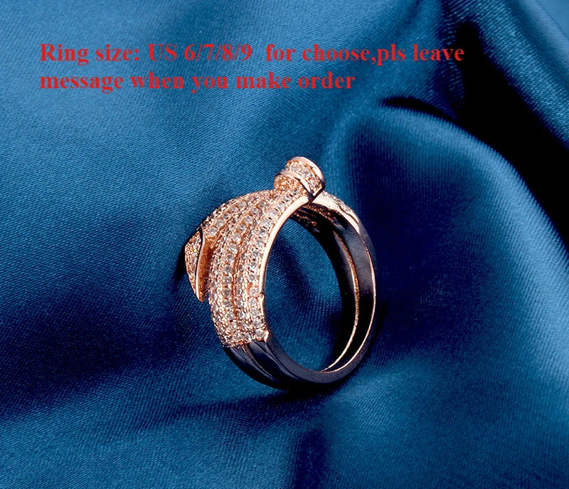Women Luxury Geometry Cubic Ziron Engagement Bridal Statement  Bracelet Ring Jewelry copper Lady Gift