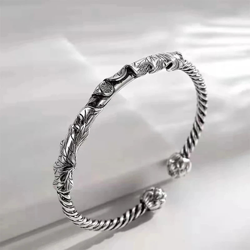 ENSHIR Silver-Color Waterproof Simple Cuff Bangle Bracelet