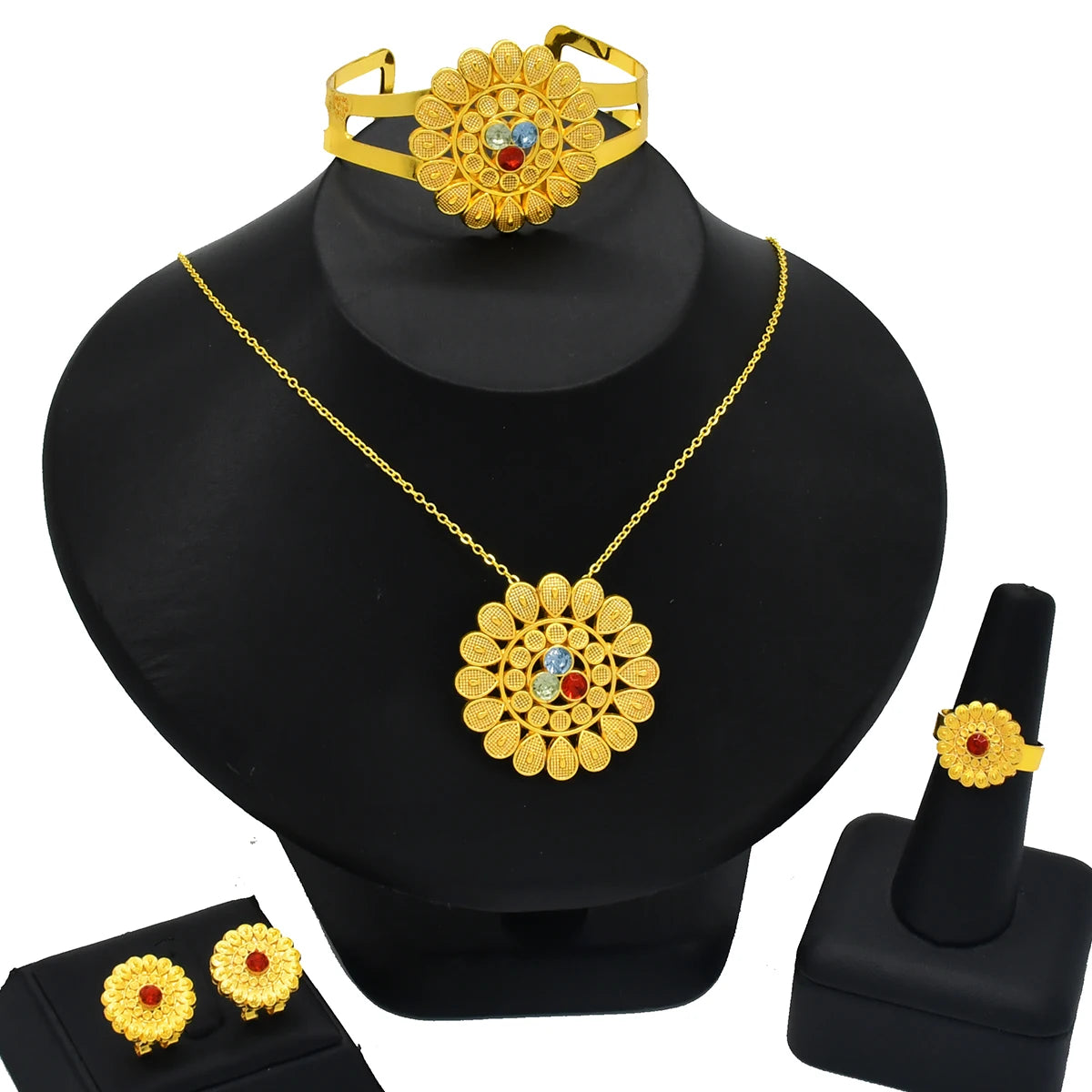 ANIID Nigeria Butterfly Cystal Jewelry Sets For Lady Wedding Ethiopian 24K Gold Color Necklace And Earing Jewellery Dubai Gift