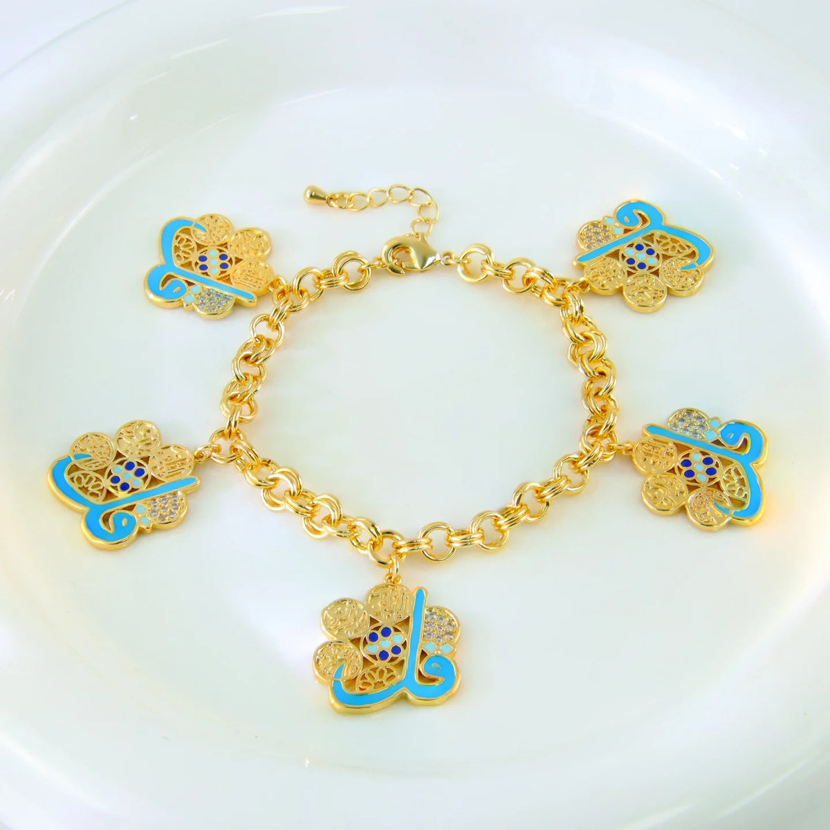 Fashion Arabic Dubai Gold-Color Charm Bracelet
