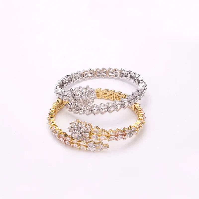 Fashion Luxury Geometry Cubic Ziron Classic Bracelets Engagement Bridal Finger Rings Jewelry copper Lady Gift