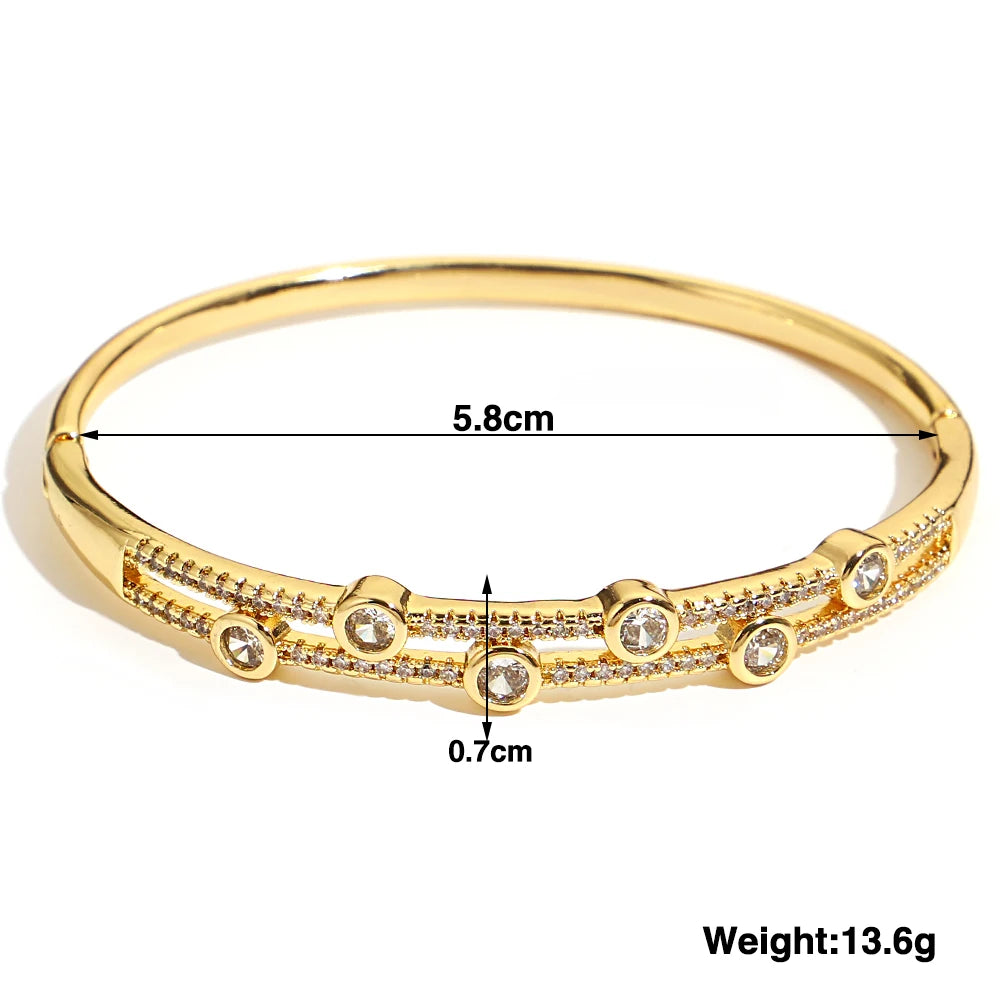 Trendy Gold-Plated 316L Stainless Steel Cubic Zirconia Bangle