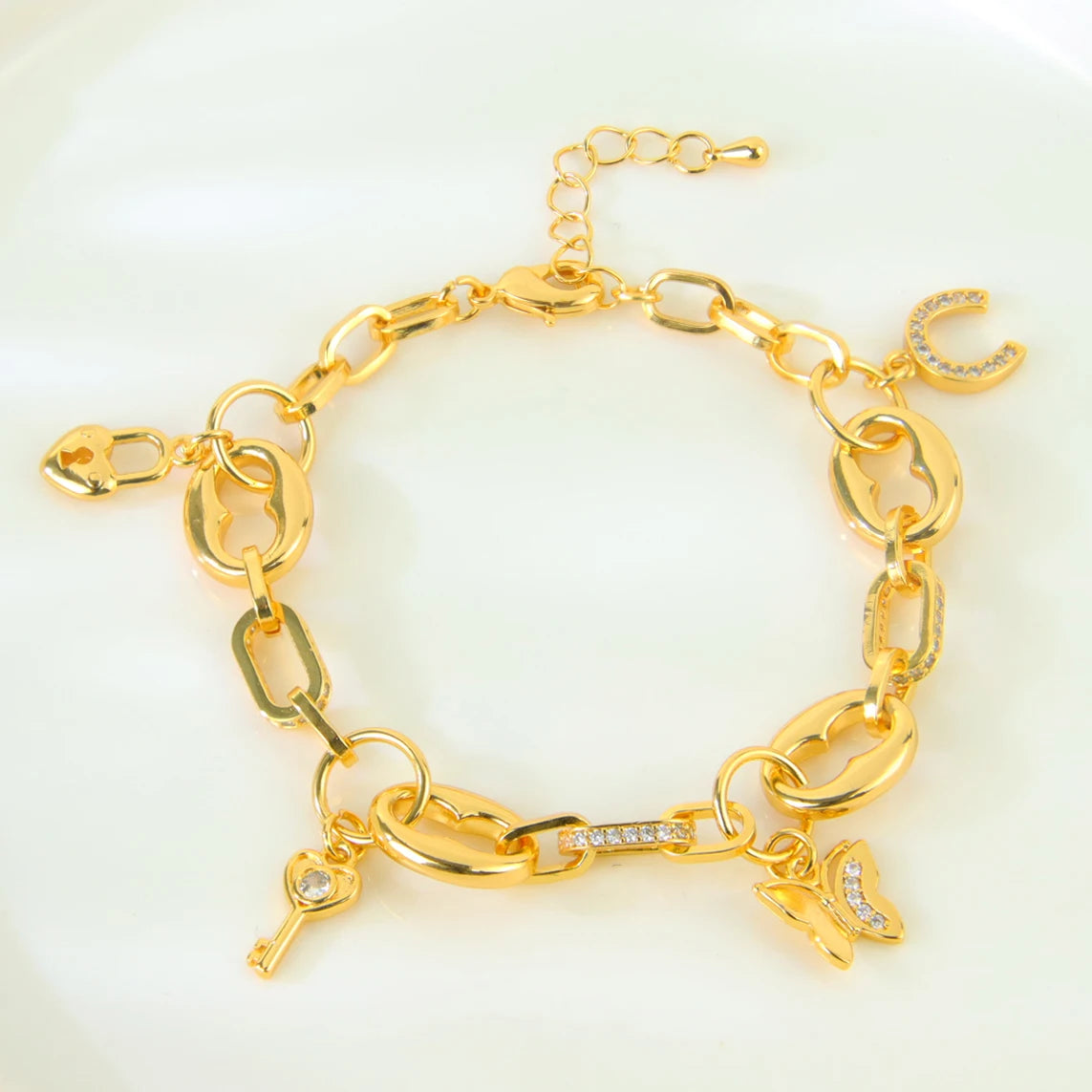 Fashion Arabic Dubai Gold-Color Charm Bracelet